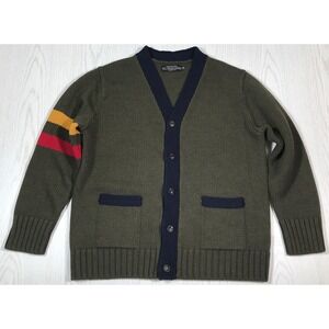 J Peterman Merino Wool Cardigan Sweater Men XXL Green The Handsome Rogue Grandpa